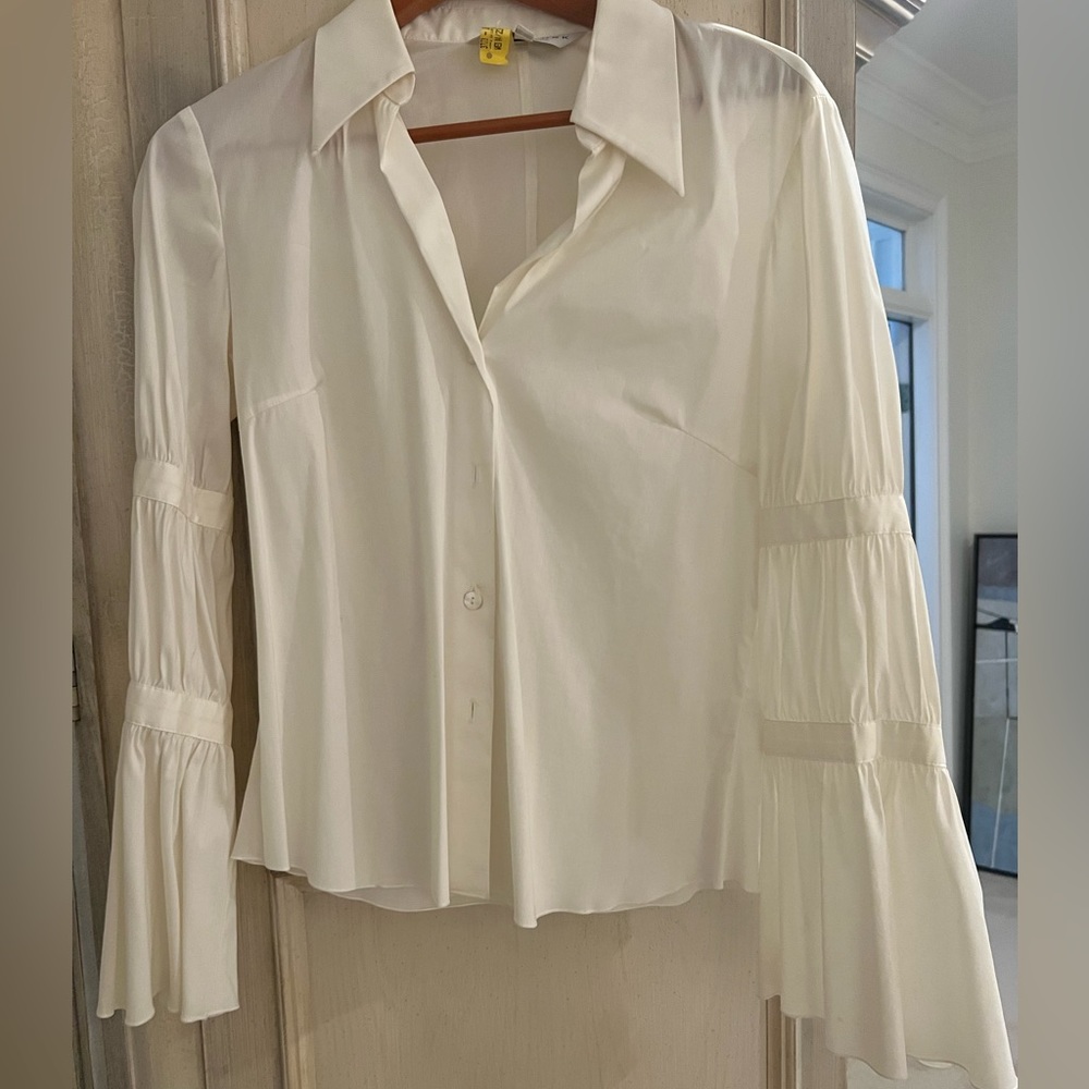 Trina Turk Long Sleeve Button Up Blouse with Wide Sleeves